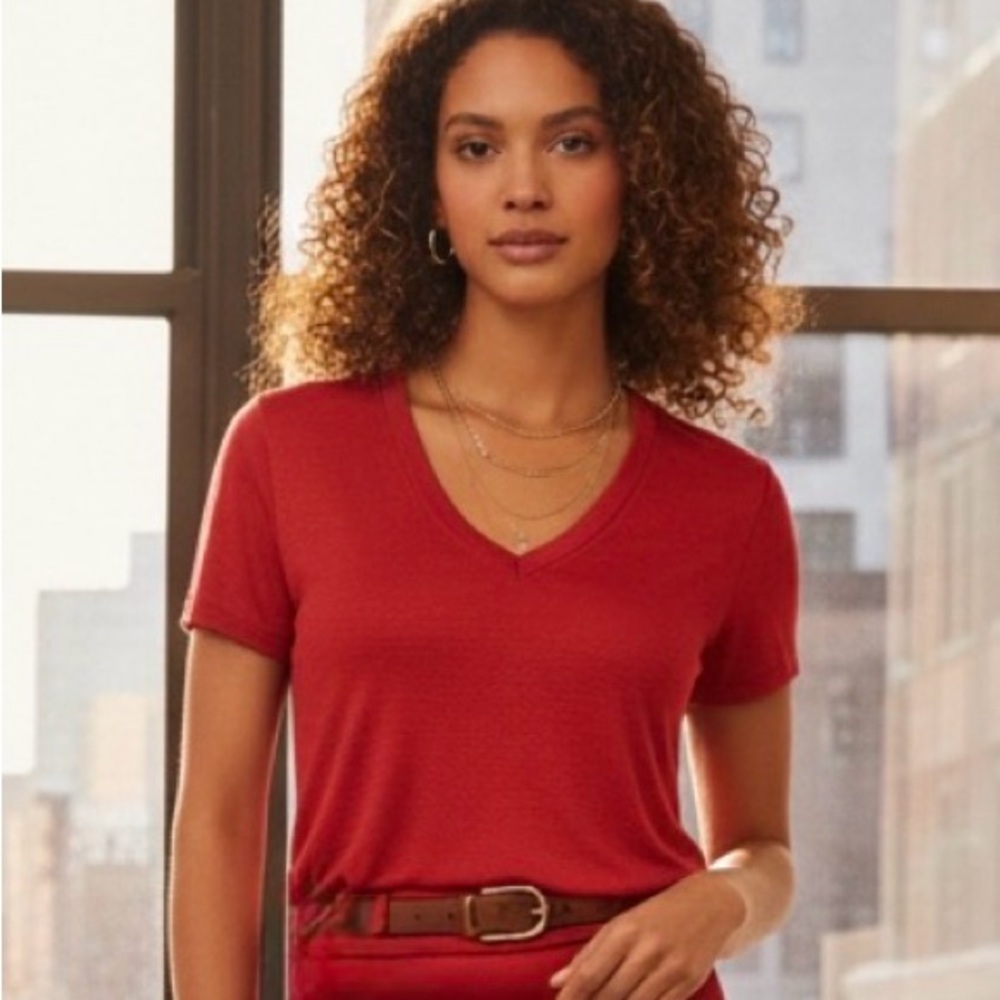 J. Crew Red V-Neck Short Sleeve Tee Vintage Cotton